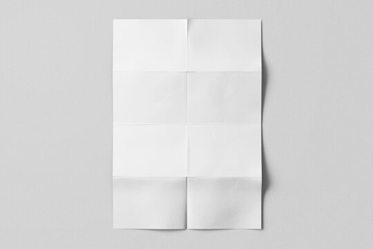 empty a4 eight fold paper street modern minimal poster flyer realistic mockup template isolated in white background 