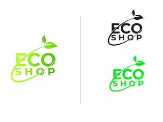 Eco shop logo design. Eco. Natural logo. Business. Leaf vector. Energy. Shopping. Creative. Unique. Premium templet	 - obrazy, fototapety, plakaty