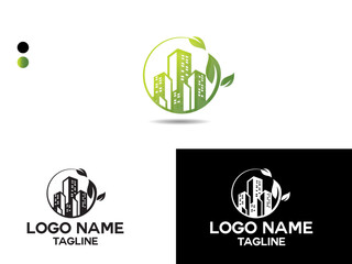 Eco building logo design. Eco home. Natural building logo design. Business home. Real estate vector. Modern. Finance. Creative. Premium logo template