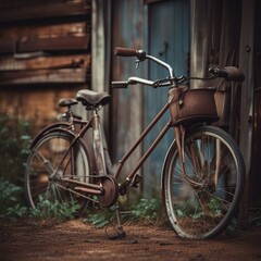 Fototapeta na wymiar old bicycle, old barn