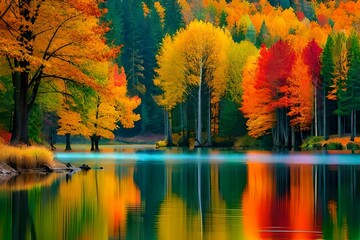 autumn colors on the lake  Gererated AI