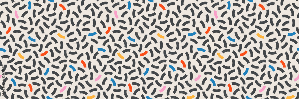Poster vector playful childish geometric seamless pattern. memphis style banner with simple shapes. vivid p