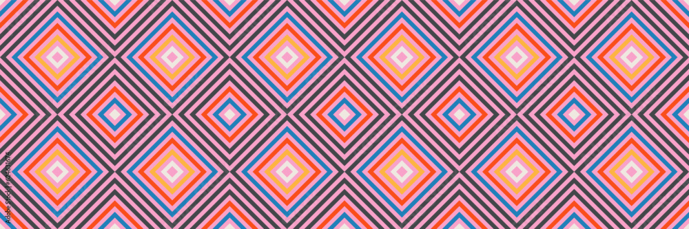 Poster simple vector geometric seamless pattern. bright vibrant primary colors modern abstract texture prin