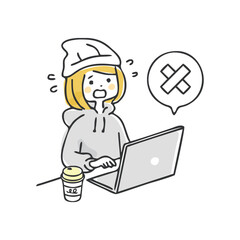 パソコン　エラー　女性