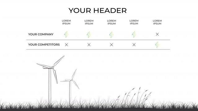 Animated ecopreneurship vs template. Switch to renewables. Comparison chart design. Infographics HD video footage with alpha channel. Visual data presentation on transparent background for animation