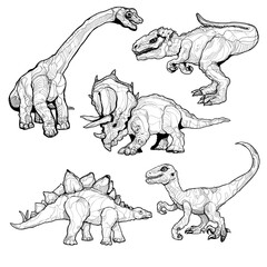 set of dinosaurs. Vector drawing 