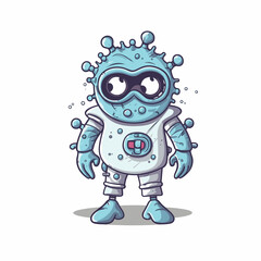 Obraz na płótnie Canvas cartoon virus character wearing personal protective equipment