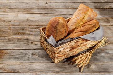 Assorted bread varieties in a basket