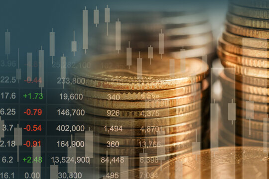 Stock market finance business, economy trend graph digital technology.