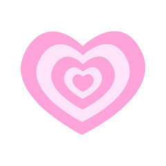 Repeating heart icon in y2k retro style. 2000s design object in pastel pink colors. Cute romantic vintage sticker isolated on white background. Vector flat illustration