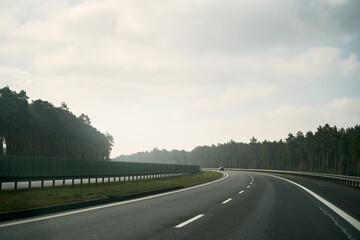 Driving on Poland's A1 Autostrada. The Scenic Amber Highway to Gdansk View from the Car. New A1 highway in Poland. The autostrada A1, officially named Amber Highway. View from the car on a road.