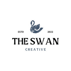 Swan vintage logo design vector illustration