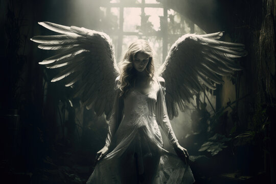 Angel girl in dress