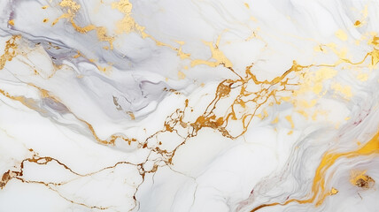 Luxury white and metallic gold abstract marble background. Generative AI