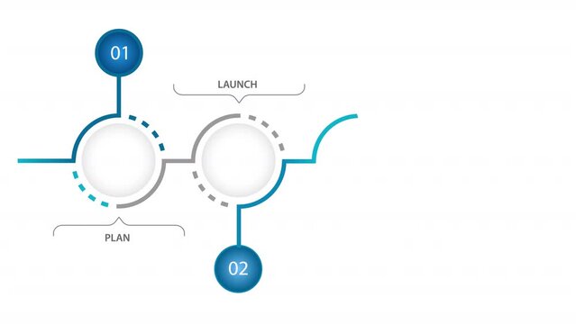 Animated startup launch infographic. Minimum viable product. Looped HD text chart template video on white with alpha channel transparency. Interactive animation with copy space and 4 step sequence