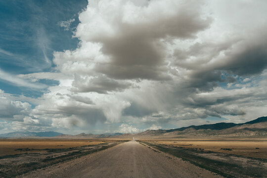 Long empty road in the middle of nowhere in the Utah desert
