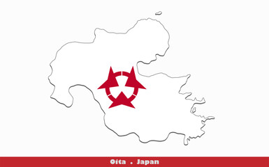 Oita Flag -  Prefectures of Japan (EPS)