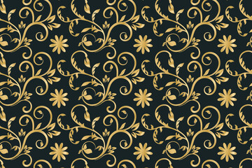 Golden ornamental floral background design templates