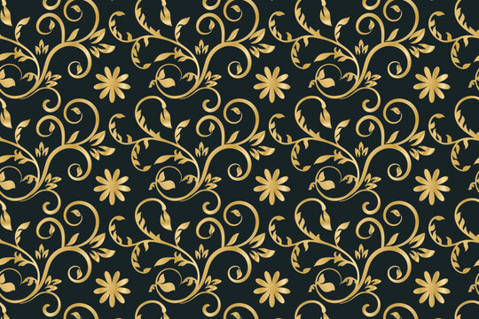 Golden ornamental floral background design templates © DESIGN HUT