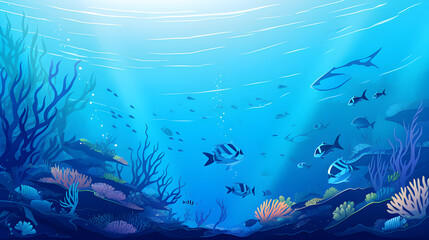 Fototapeta na wymiar Under the sea background. Marine Life Landscape.GenerativeAI.