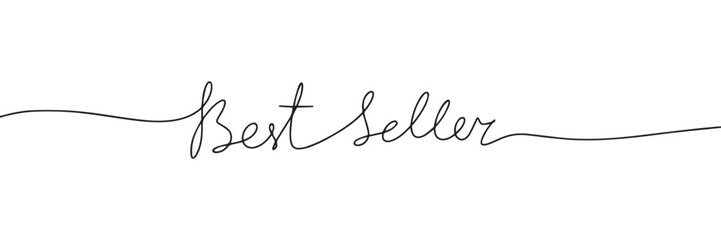 Best Seller words - continuous one line with word. Minimalistic drawing of phrase. Vector illustration.