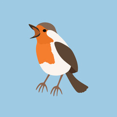 Robin Bird Vector Flat Illustration