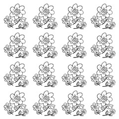 Black and white flower pattern on white background