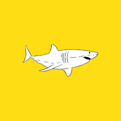 Great White Shark, Hand-Drawn. - Vector