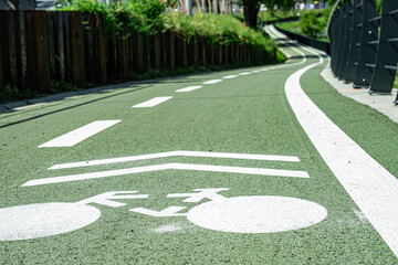New cyclist paths built in the modern city for ecological bicycle transport, Sibiu, Romania