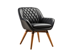 stylish chair with black top and light wooden legs isolated on transparent background Generative AI - PNG File