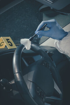 Crime scene investigation - finding and developing of fingerprints in car
