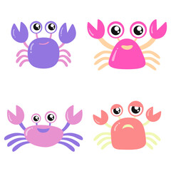 Cute Crab. Smiling character crab with big claws on white.