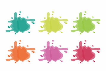 Set of watercolor splash on white background. Hand drawn texture, comic concept.