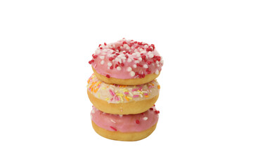 PNG, three donuts isolated on white background