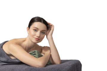 PNG, Attractive young woman take spa treatment, isolated on white background
