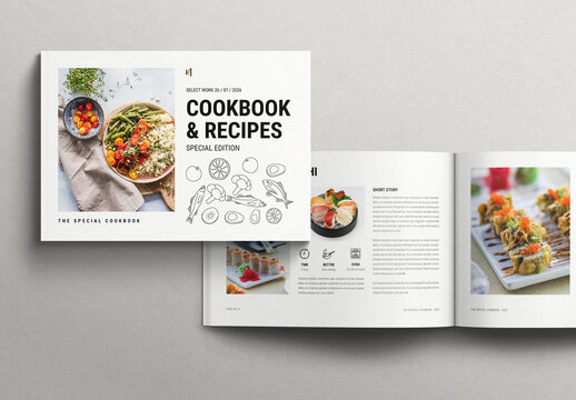 Cook Book Recipe Book Template Brochure Layout Landscape