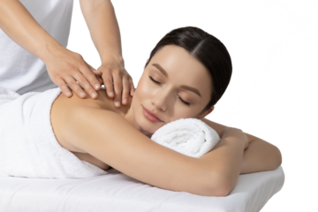 PNG, Attractive young woman take spa treatment, isolated on white background