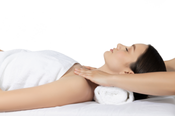 PNG, Attractive young woman take spa treatment, isolated on white background