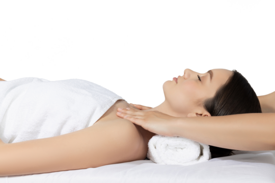 PNG, Attractive young woman take spa treatment, isolated on white background