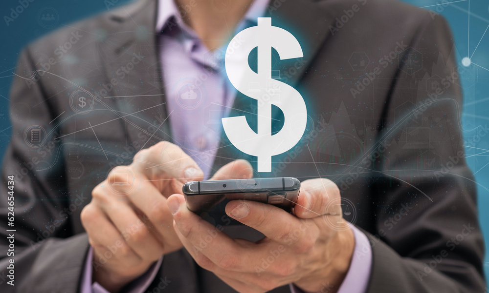 Aufkleber hands touching button screen interface global connection customer networking data exchanges