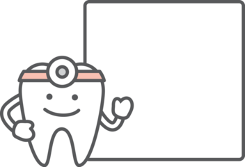 Dental cartoon character 009 (A tooth doctor smiling with square text box)