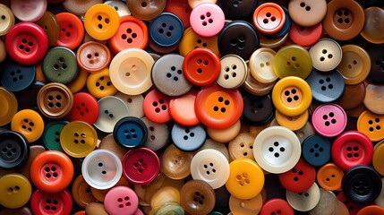 Fototapeta premium Many different buttons close-up. Created with Generative Ai technology.