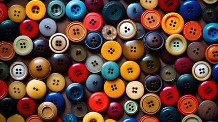 Fototapeta premium Many different buttons close-up. Created with Generative Ai technology.