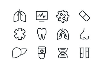 Health and medicine line icons collection. Big UI icon set in a flat design. Thin outline icons pack. Vector illustration EPS10