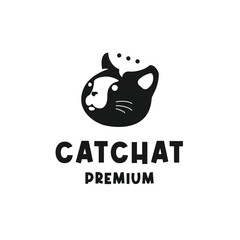 Cat chat logo design vector illustration 