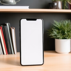 Blank front view of smartphone mockup, Generative ai