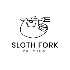Sloth fork logo design vector illustration  