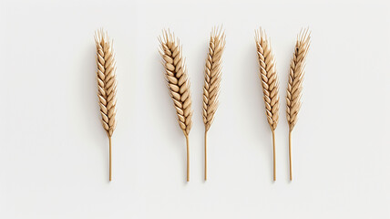 ears of golden wheat isolated on a white background. Generative AI