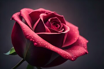 Pink rose on black background with drops of water Generator by using AI Technology