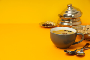 Traditional Indian hot drink with milk and spices - Masala tea